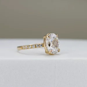 18K Yellow Gold Ice-Crushed Oval Engagement Ring