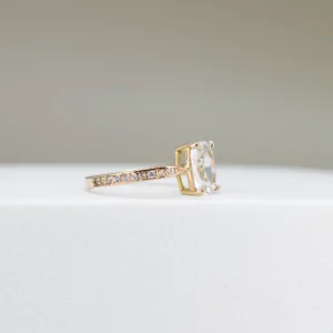 18K Yellow Gold Elongated Cushion-Cut Ring