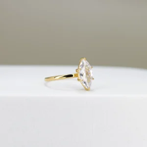 18K Yellow Gold Marquise-Cut Solitaire Ring