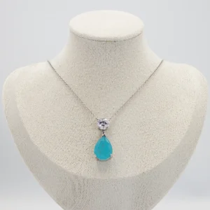Silver Blue Pear-Cut Necklace