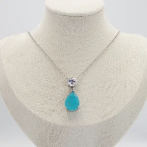 Silver Blue Pear-Cut Necklace