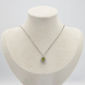 Silver Peridot Stone Necklace