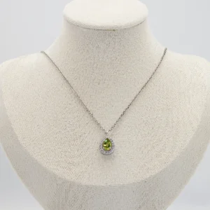Silver Peridot Stone Necklace