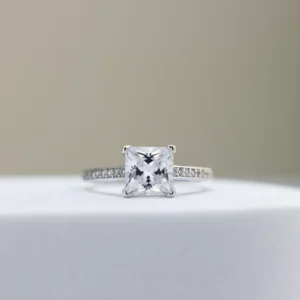 Silver Princess-Cut Engagement Ring