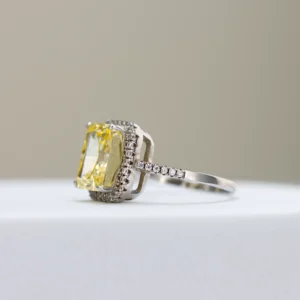 Silver Iced Crushed Radiant-Cut Halo Engagement Ring