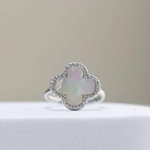 Silver Mother of Pearl Clover Ring