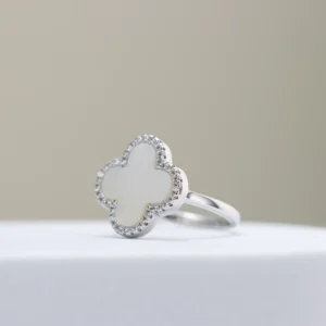 Silver Mother of Pearl Clover Ring
