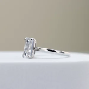 Silver Radiant Cut Ice Crushed Engagement Ring