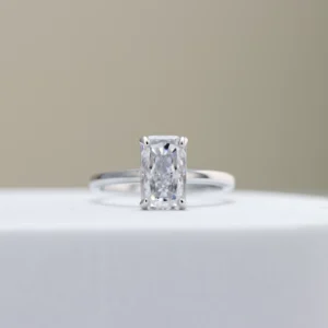 Silver Radiant Cut Ice Crushed Engagement Ring