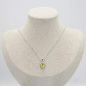Silver Yellow Oval-Cut Necklace