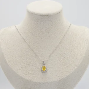 Silver Yellow Oval-Cut Necklace