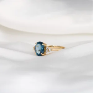 18K Yellow Gold London Blue Topaz Engagement Ring