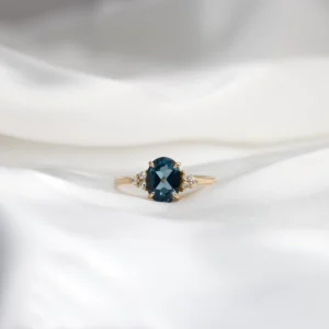 18K Yellow Gold London Blue Topaz Engagement Ring