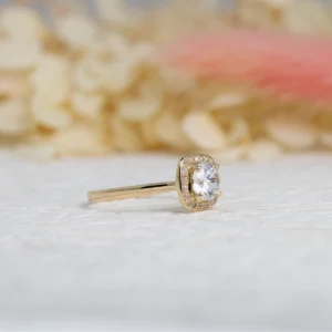 18K Yellow Gold Round Halo Engagement Ring