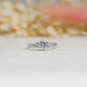 Silver Round Cut Twist Band Ring with Side Accents