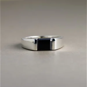Midnight Edge Silver Men’s Ring