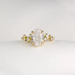 14K Yellow Gold Oval Cluster Ring