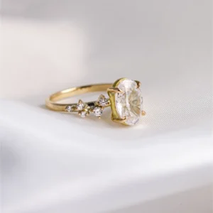 14K Yellow Gold Oval Cluster Ring