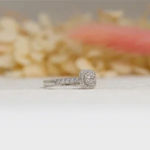 Cushion Halo Silver Engagement Ring