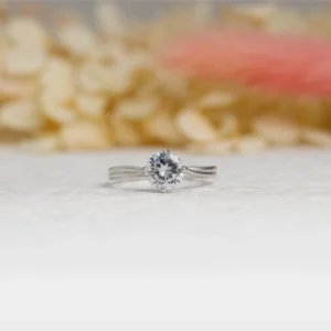 Round Solitaire Silver Engagement Ring