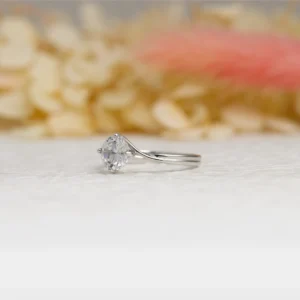 Round Solitaire Silver Engagement Ring