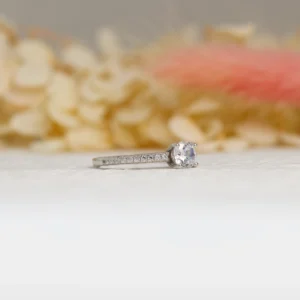 Round Solitaire Silver Engagement Ring