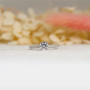 Round Solitaire Silver Engagement Ring