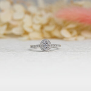 Oval Halo Silver Engagement Ring